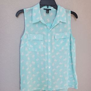 Lightweight sheer collar tank top blouse